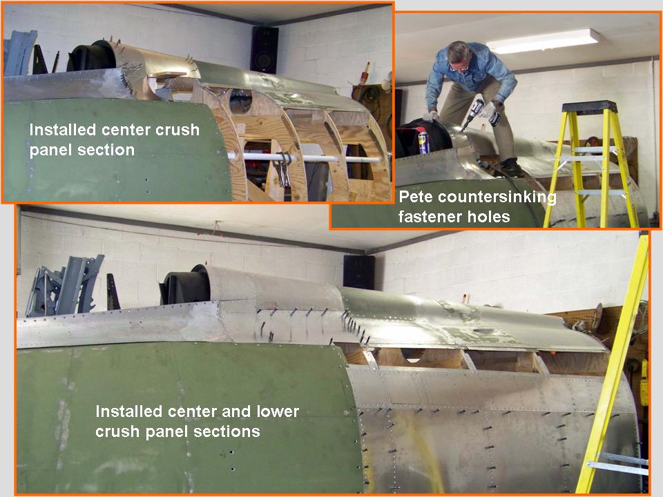 A composite picture of the installation of an aft-of-cockpit side panel.
            Click on the picture to enlarge it.